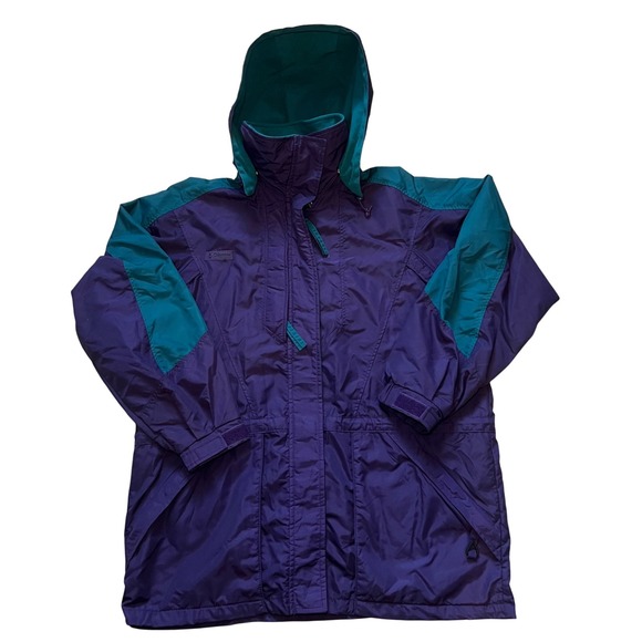 VTG Columbia Double Whammy Purple Hooded Jacket Womens L Outdoor Full Zip - Picture 1 of 12